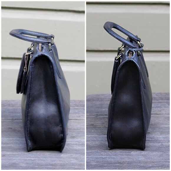 Coach Vintage - 1970s Slim Satchel 9430 Handbag in Black, NYC Factory, Talon ZIp - Picture 7 of 15